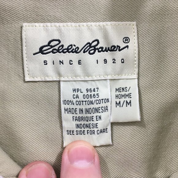 Eddie Bauer Mens M Tan !00% Cotton Long Sleeve Button Up Collared Dress Shirt - Picture 6 of 8